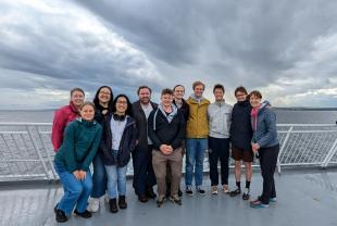 A group of students on a ferry
